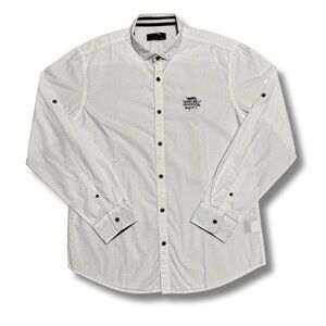 ED HARDY Men's Long Sleeve Button-Up Casual Shirt - White, X-Large